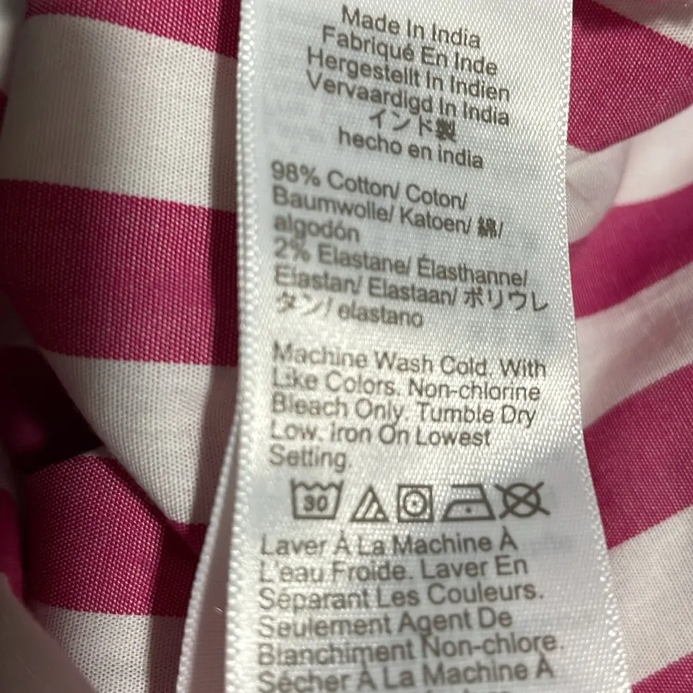 J Crew Factory Cotton Poplin Striped Shirt Button Up Long Sleeve Dark Pink S NWT - Image 6