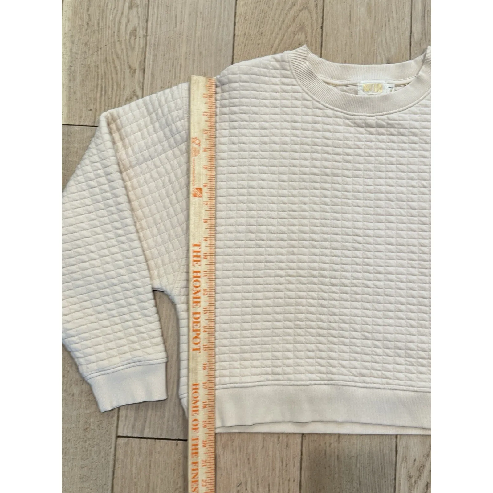 Nation LTD Ozzie quilted Crop Crew sweatshirt Sand Beige Tan Size M - MSRP $185‎ - Image 6