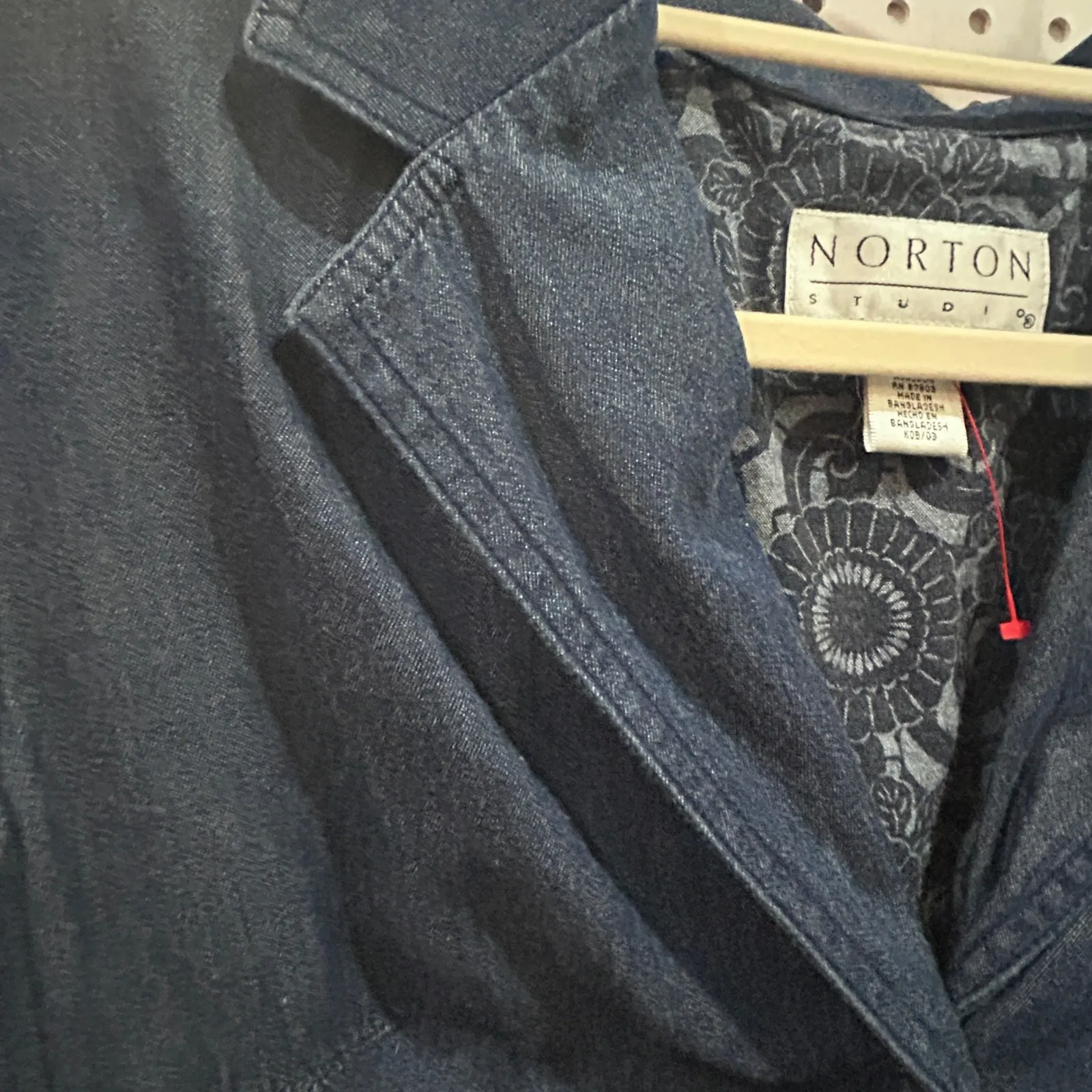 Norton Studio Women's Dark Wash Denim Blazer Jacket Size 10 Classic Button Blue - Image 3