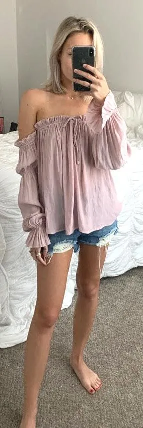 Nordstrom Off The Shoulder Pink Top - Image 2