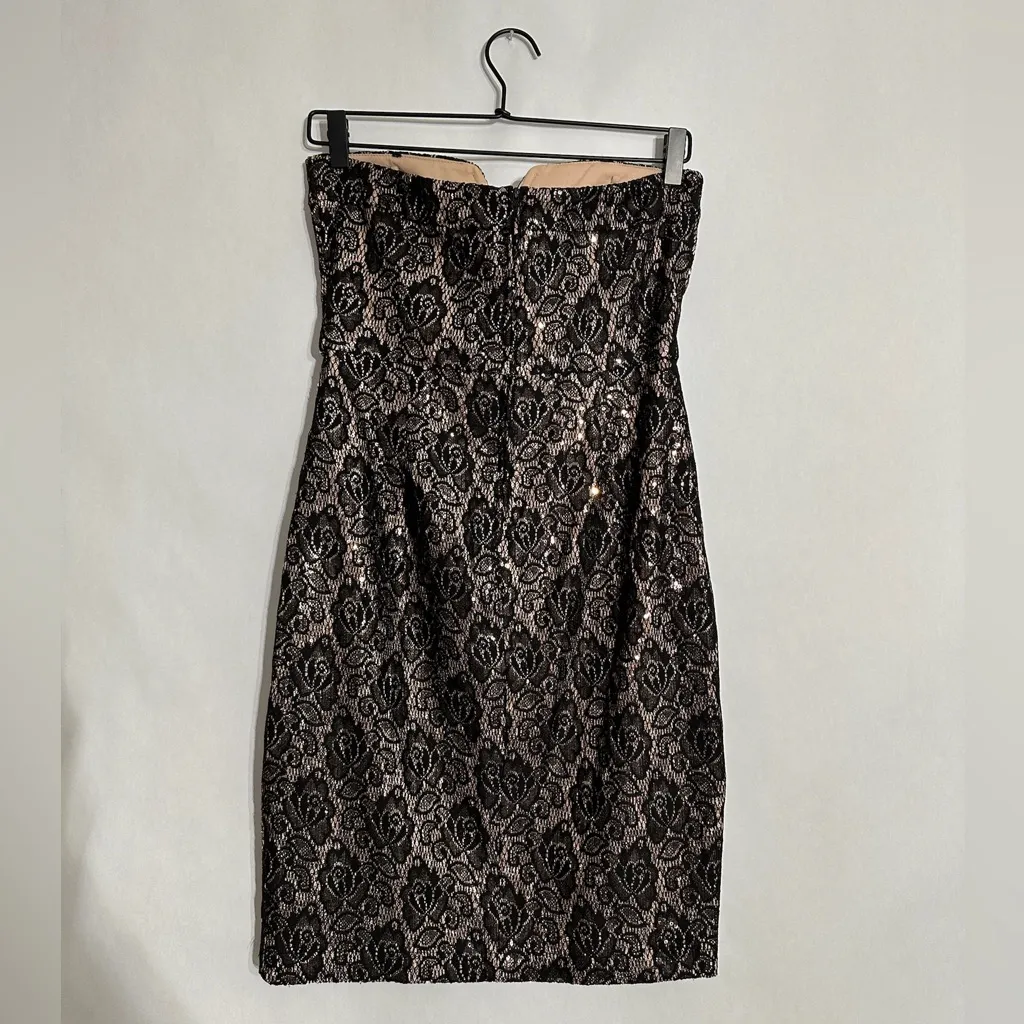 Bisou Bisou Black Lace Strapless Bodycon Dress Y2K Size 6 Party Cocktail - Image 5