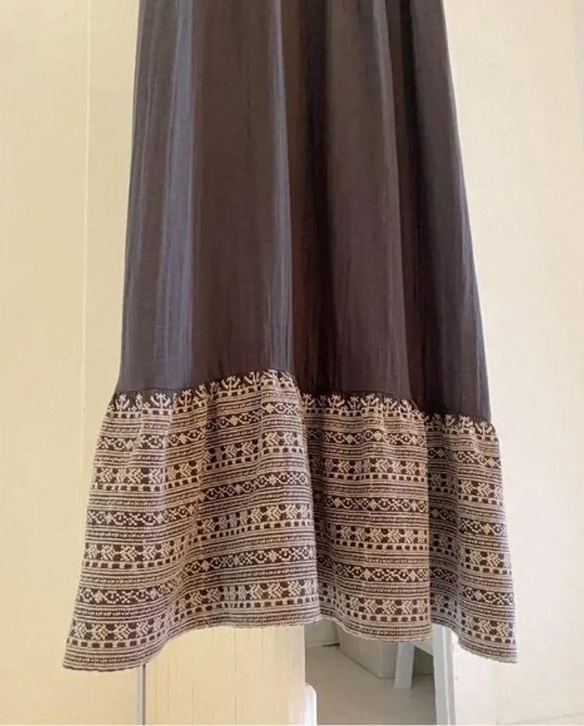 M.A.B.E. Cella Embroidered Maxi Dress in Faded Black Size S Retail $319 Gray - Image 11