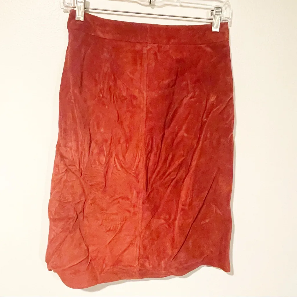 Gap Size 1‎ Genuine Suede Leather Burnt Red Orange Pencil Skirt Front Slit NEW - Image 5