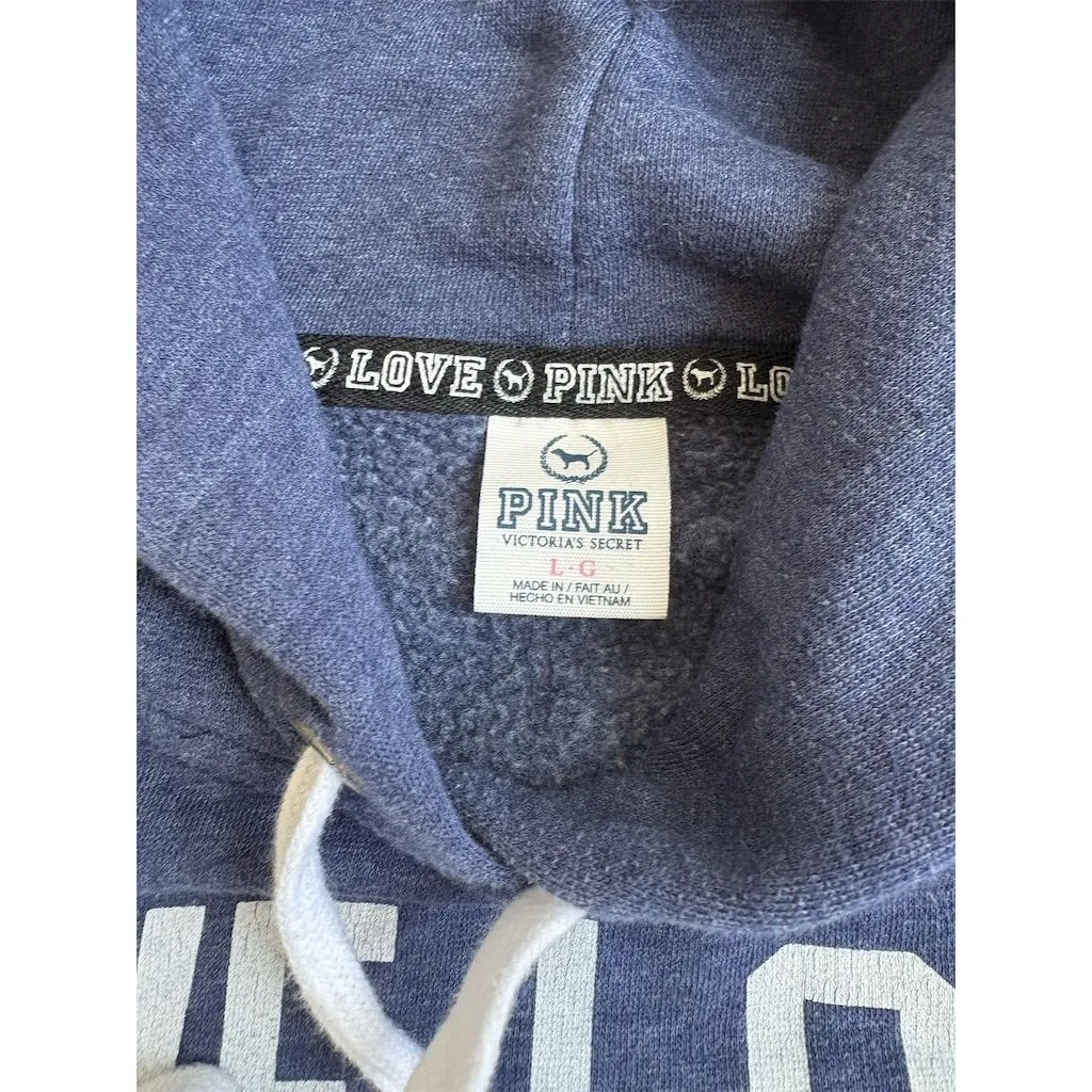 Victoria's Secret PINK Women's‎ Blue "Love Love Pink" Hoodie Size L - Image 3