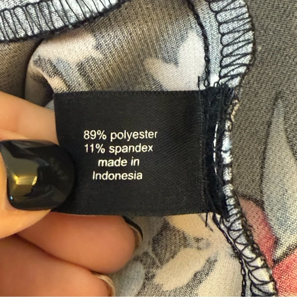 Lane Bryant Size 22 Multicolor Dark Floral V Neck Stretch Dress Ruffle Feminine - Image 7