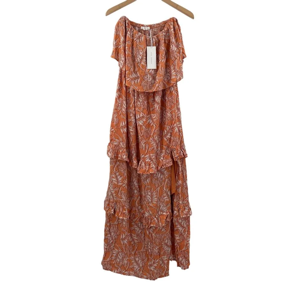 LUSH Dress Strapless Size Medium Maxi Ruffle Tiered Boutique Tropical Beach NWT - Image 5