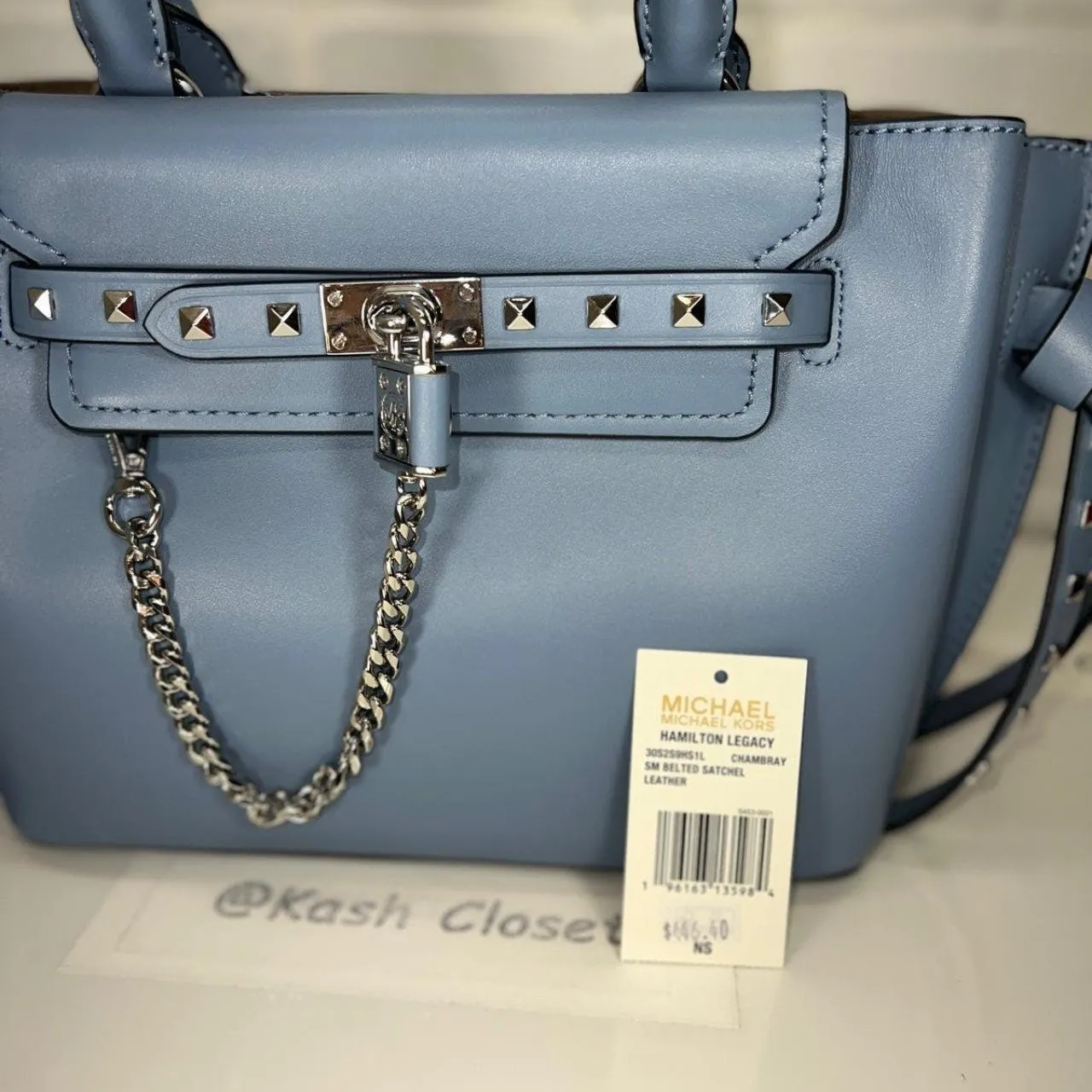 Michael Kors Chambray Hamilton Legacy Small Studded Leather Satchel - Image 8