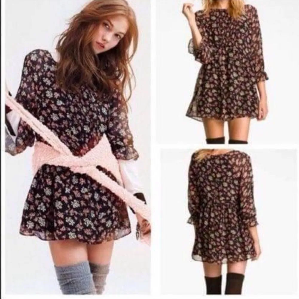 Free People Black Floral Court me with Flowers Dress - 4 (small) ($128) - Image 2