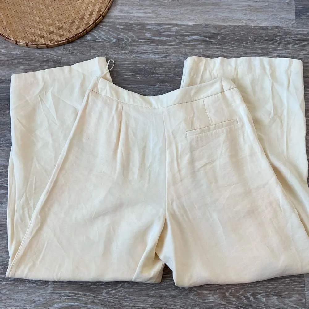 Topshop pale yellow‎ wide leg pants ankle cropped - Image 3