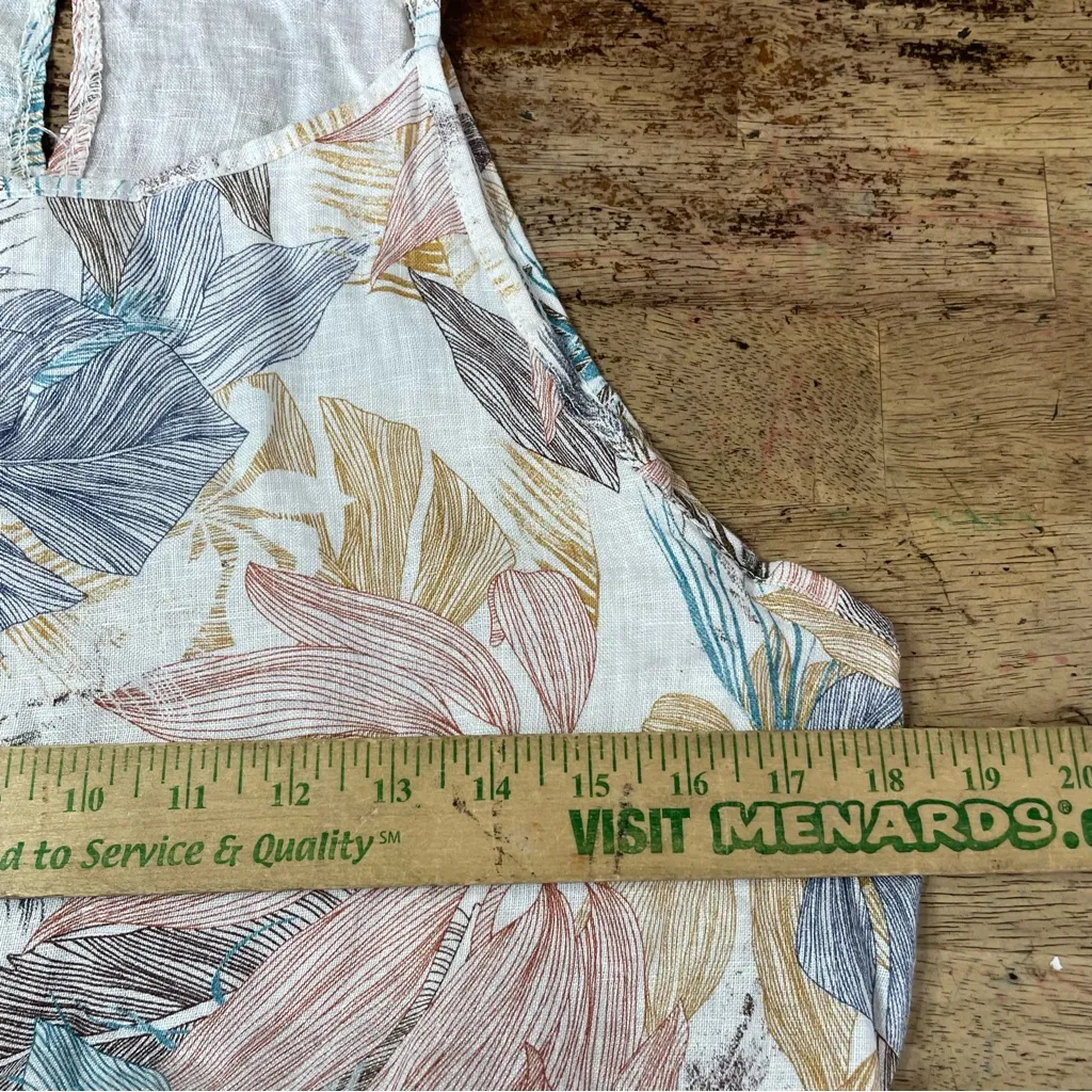 Lungo L’Arno Linen Tropical‎ Slip Dress Made In Italy Pockets Size Medium White - Image 6