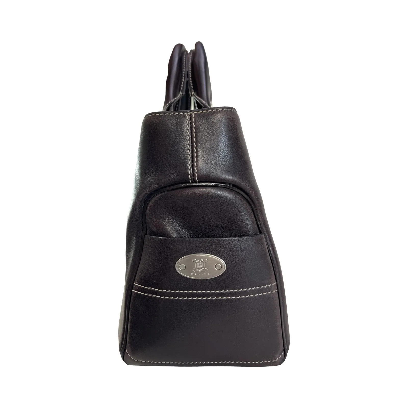 Celine CE00/33 Brown Leather Boogie Satchel Bag Made in Italy Top Handle Purse - Image 2