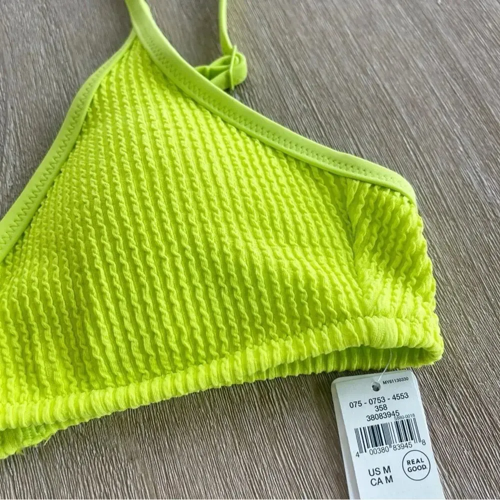 Aerie Crinkle Voop Binding Bikini Top in Lime Slush M NWT - Image 3