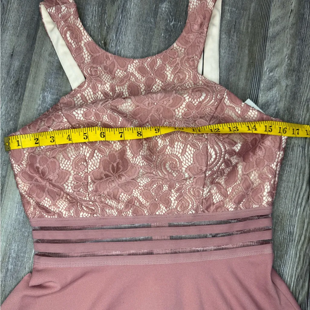 Speechless Womens Pink High Neck Halter Dress Lace Shear Waist Size M Medium - Image 4