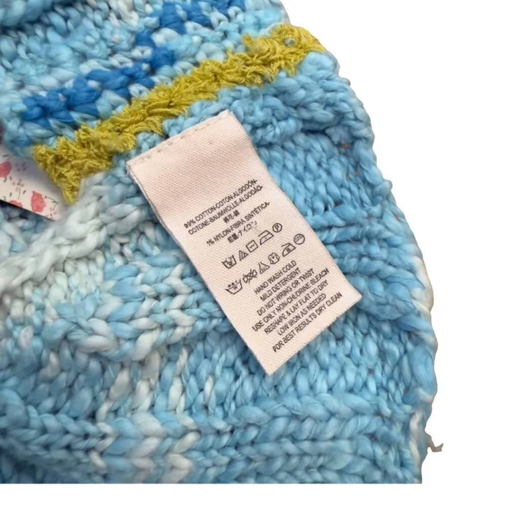 Free People Laguna Tank Blue Knit Sleeveless Sweater Size Small Cotton NWT - Image 9