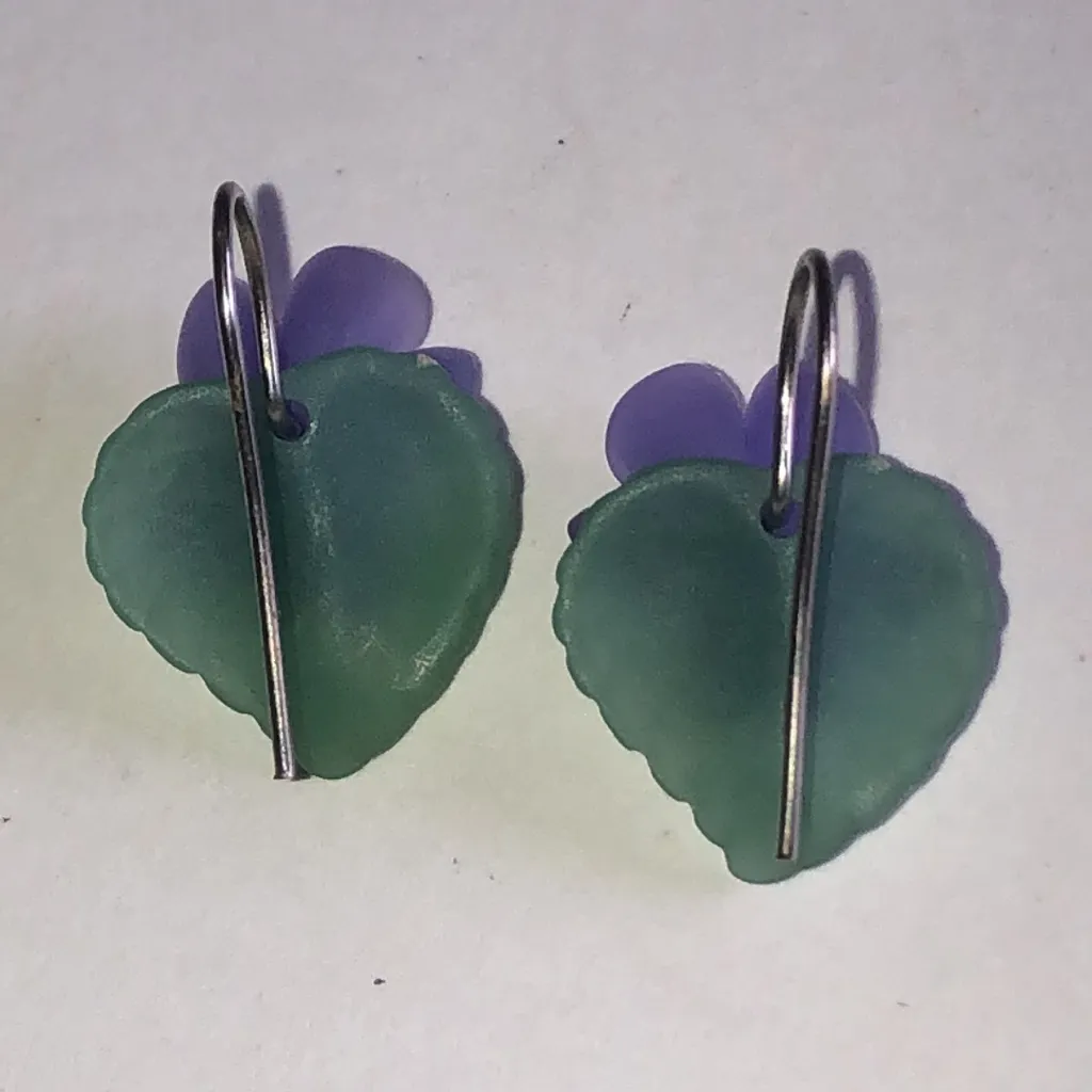 Purple and Green Floral Earrings - Image 4