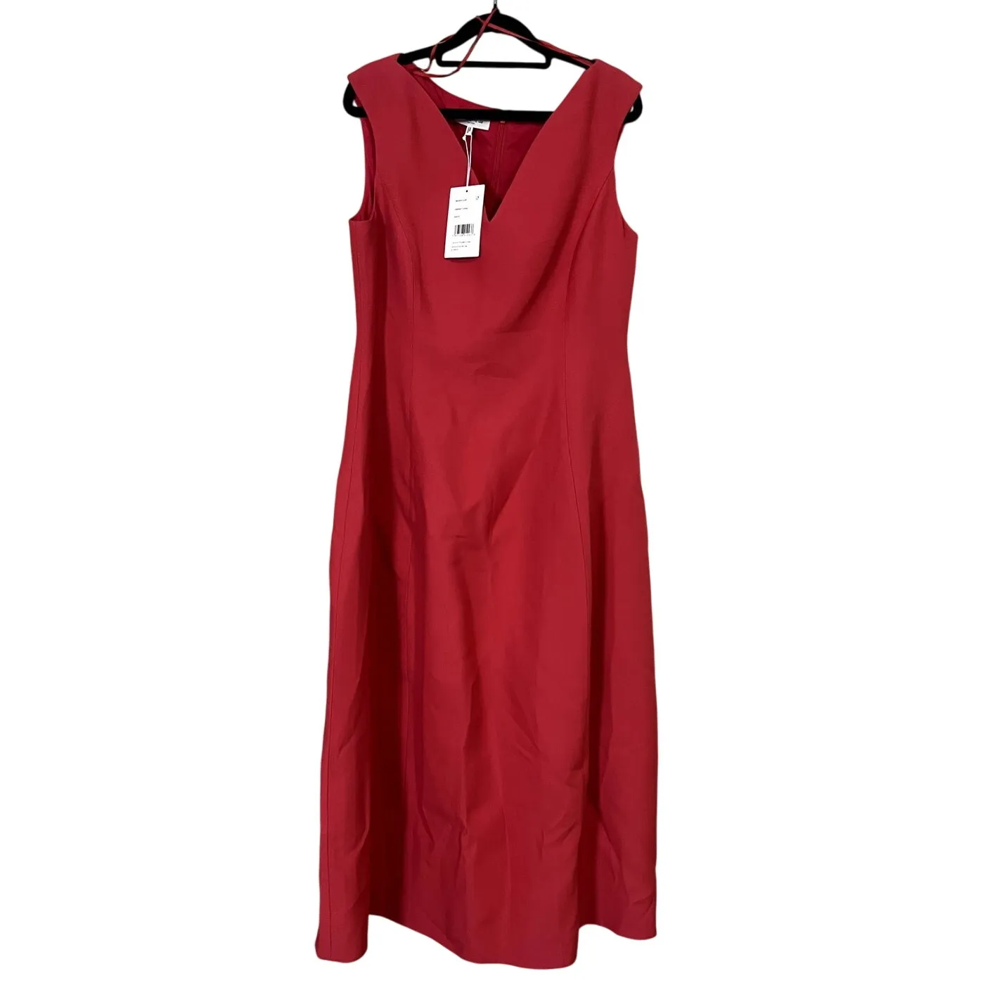 Lafayette 148 New York Portrait Neck Wool & Silk Dress in Vibrant Coral Sz US 10 - Image 2