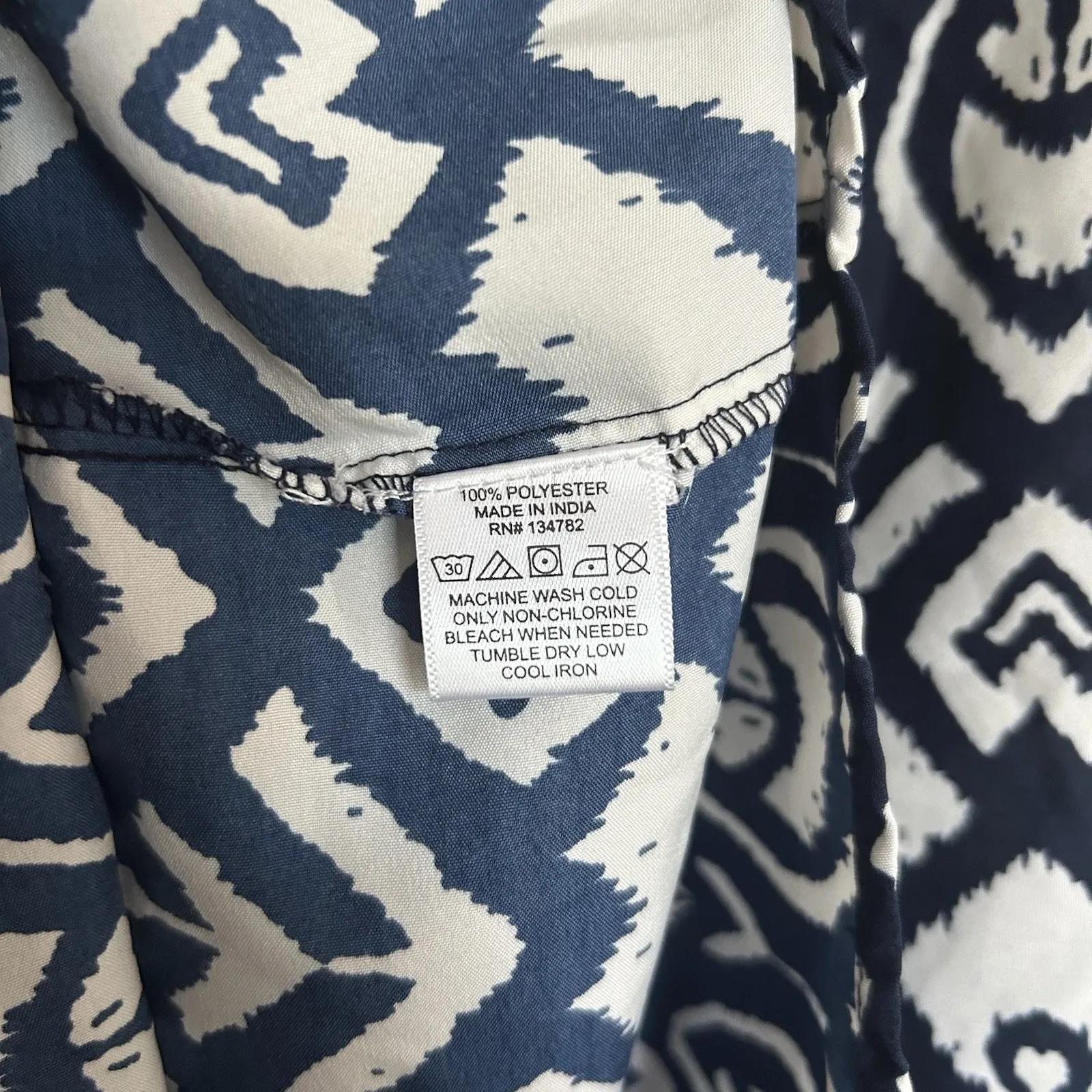 GoGo‎ Apparel Indulge Women's Size Med Navy White Aztec Print Lightweight Dress Blue - Image 7