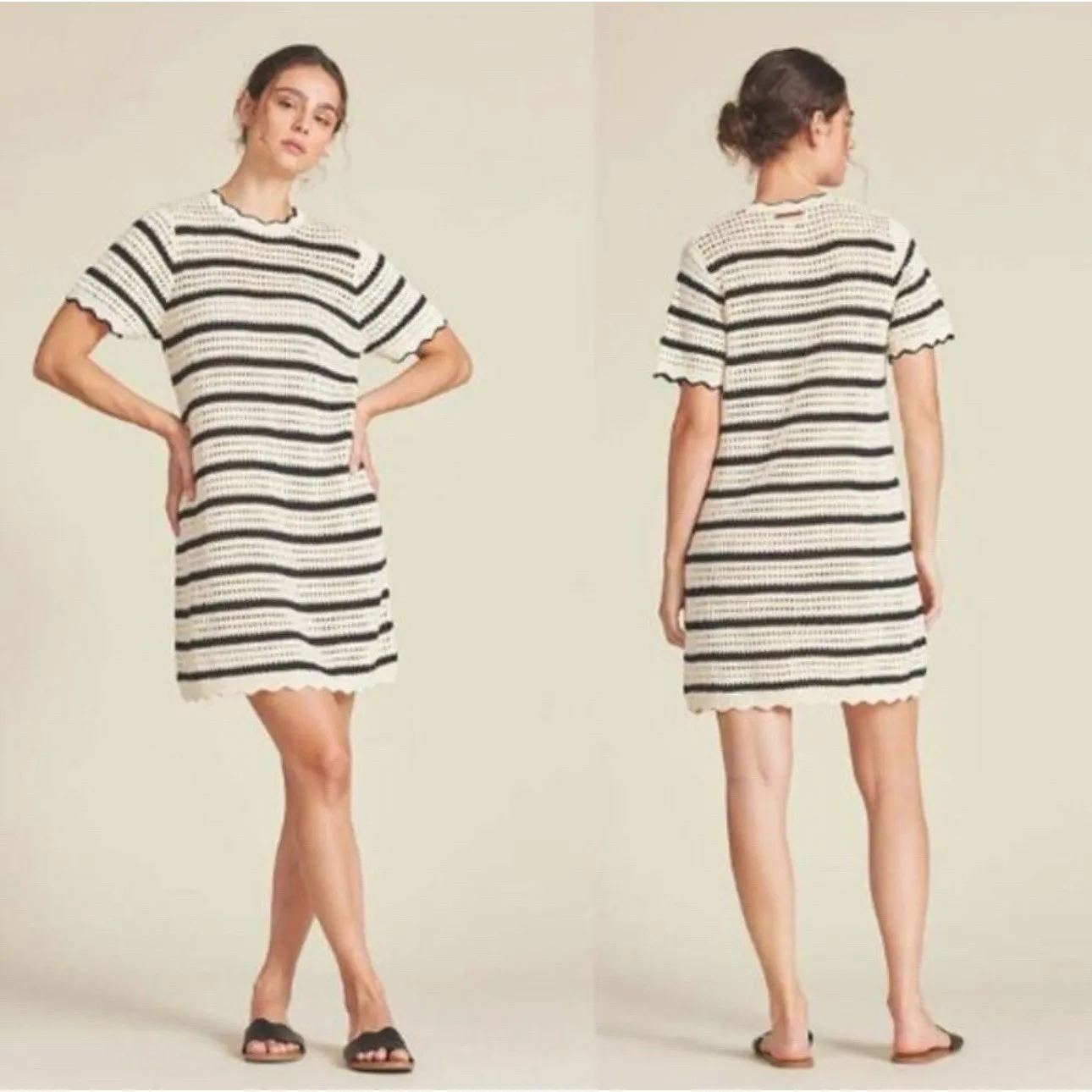 Birds of Paradis Trovata Mer Knit Loose Knit Mini Dress Antique Stripe Sz M‎ Size M - Image 3