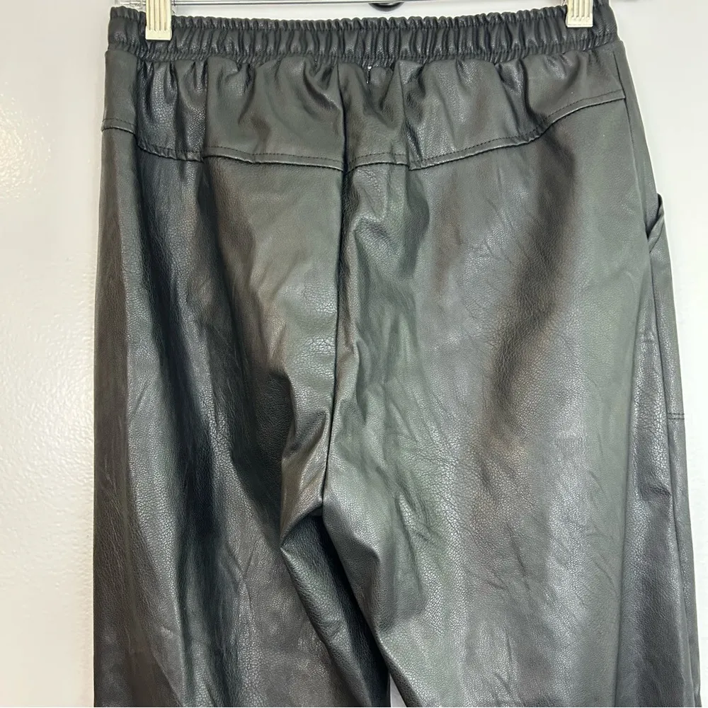 NWT Max Studio Black Faux Leather Drawstring Pants Size XS - Image 7