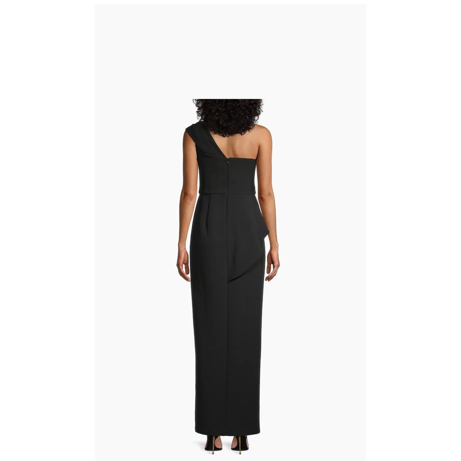Aidan Mattox Black Bonded Crepe Column Gown - Size 8 - Image 3