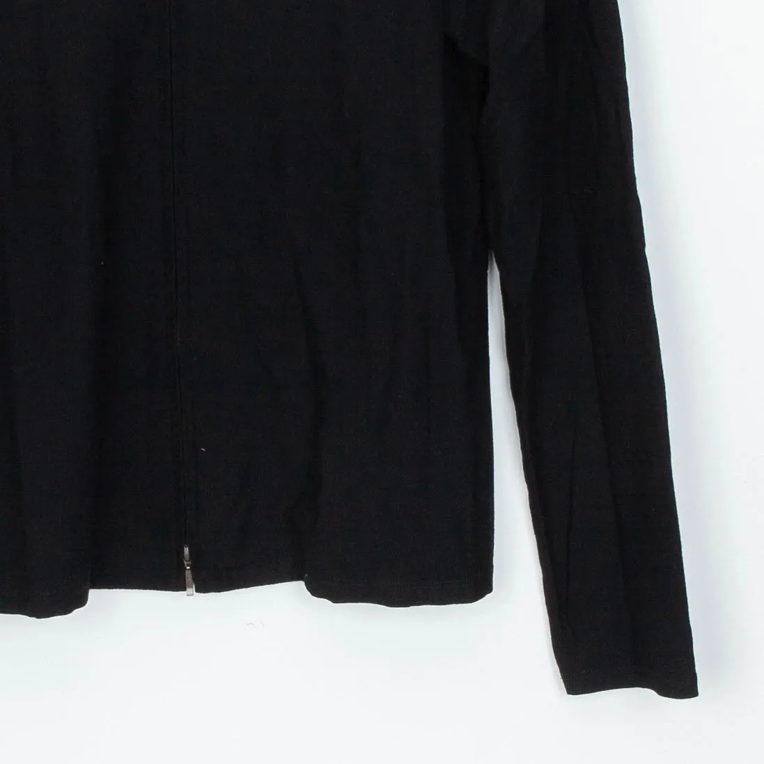 Eileen Fisher Black Zip Mock Neck Long Sleeve Lightweight Knit Top Jacket Size S - Image 3