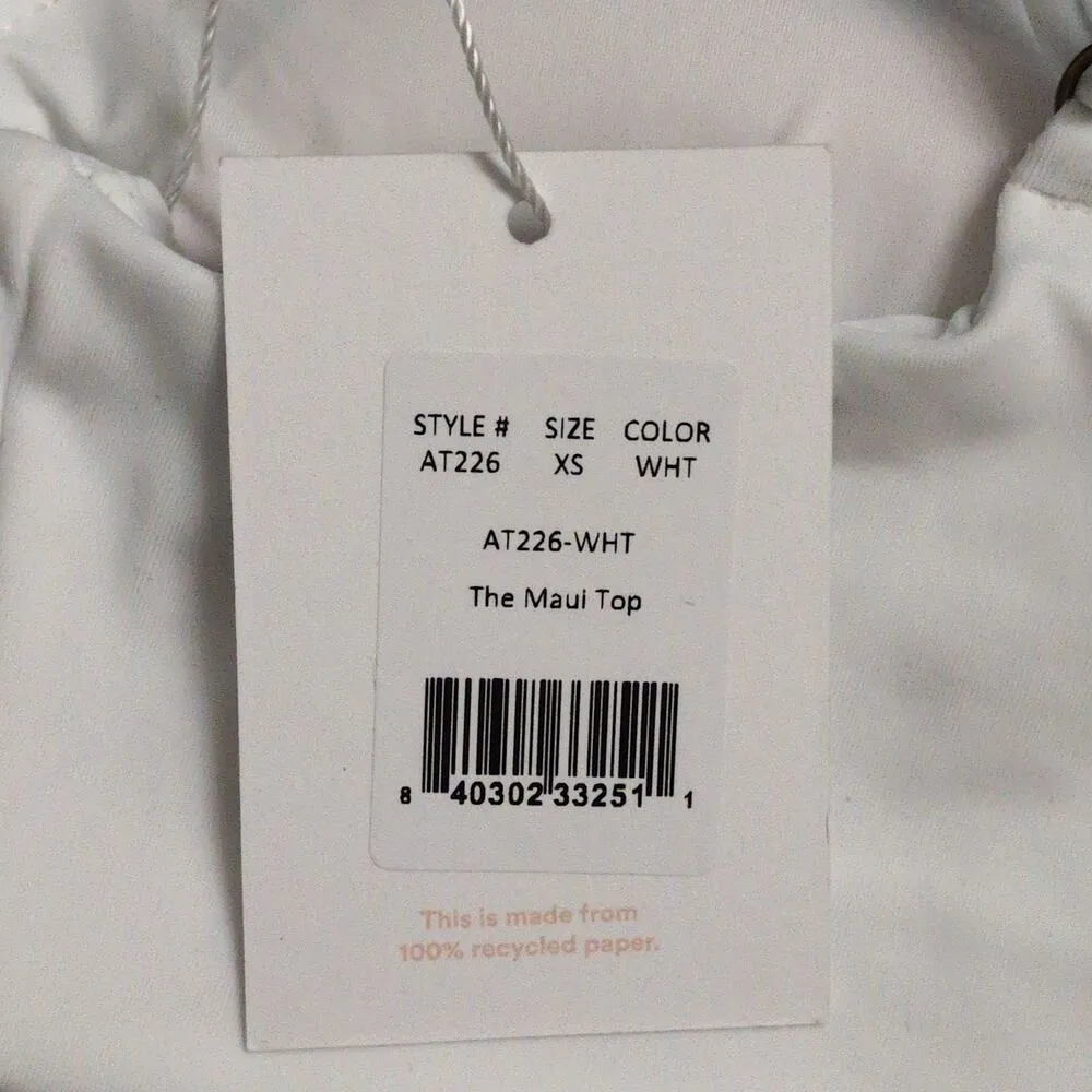 Andie Maui Top White Swimwear Bikini Pool Resort Bathing Suit Adjustable XS New - Image 9