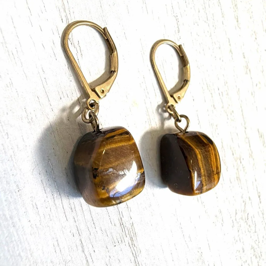 Tiger’s Eye Stone Drop Earrings - Image 7