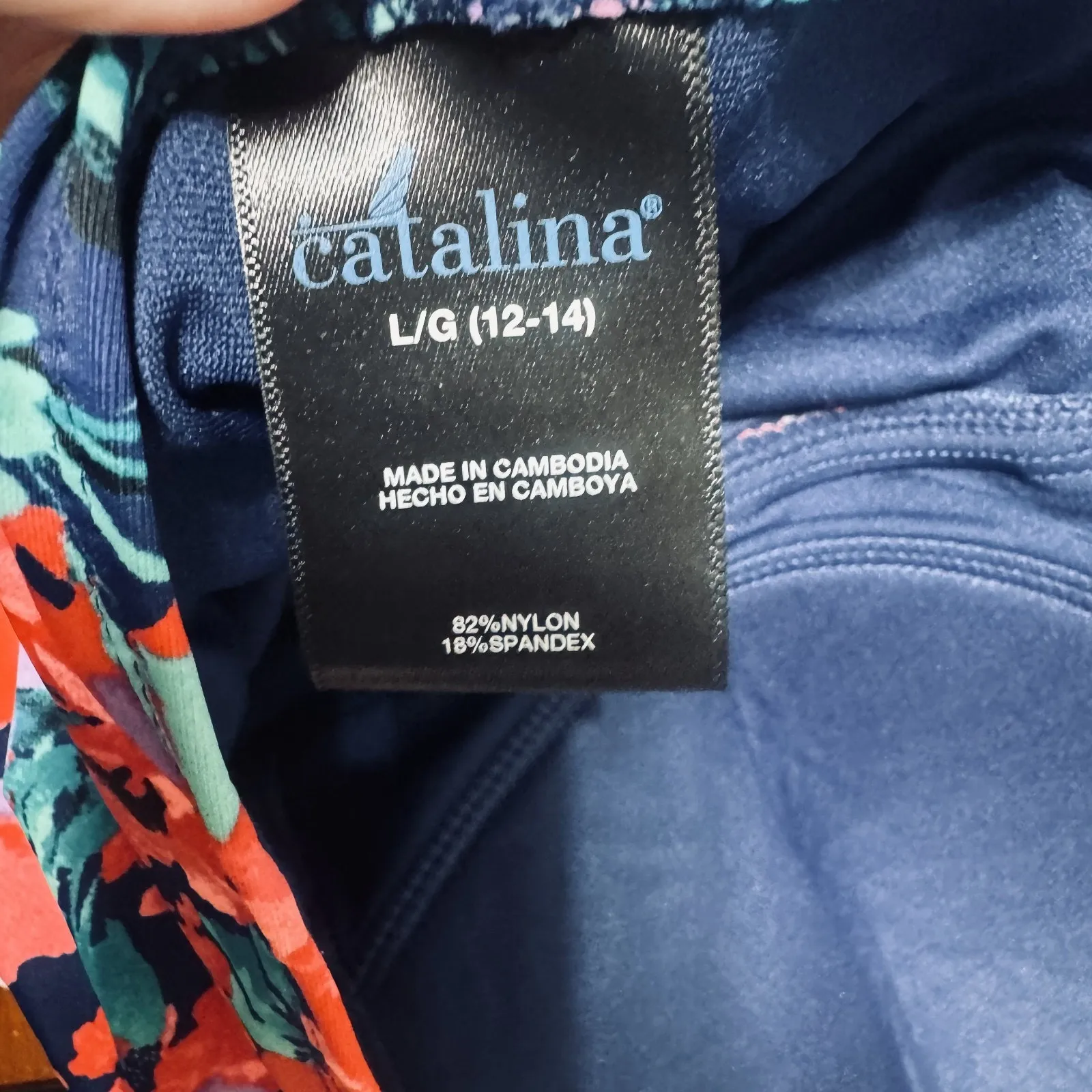 Catalina Swimsuit Size L 12-14 Tropical Floral One Piece Tie neck slimming retro - Image 6