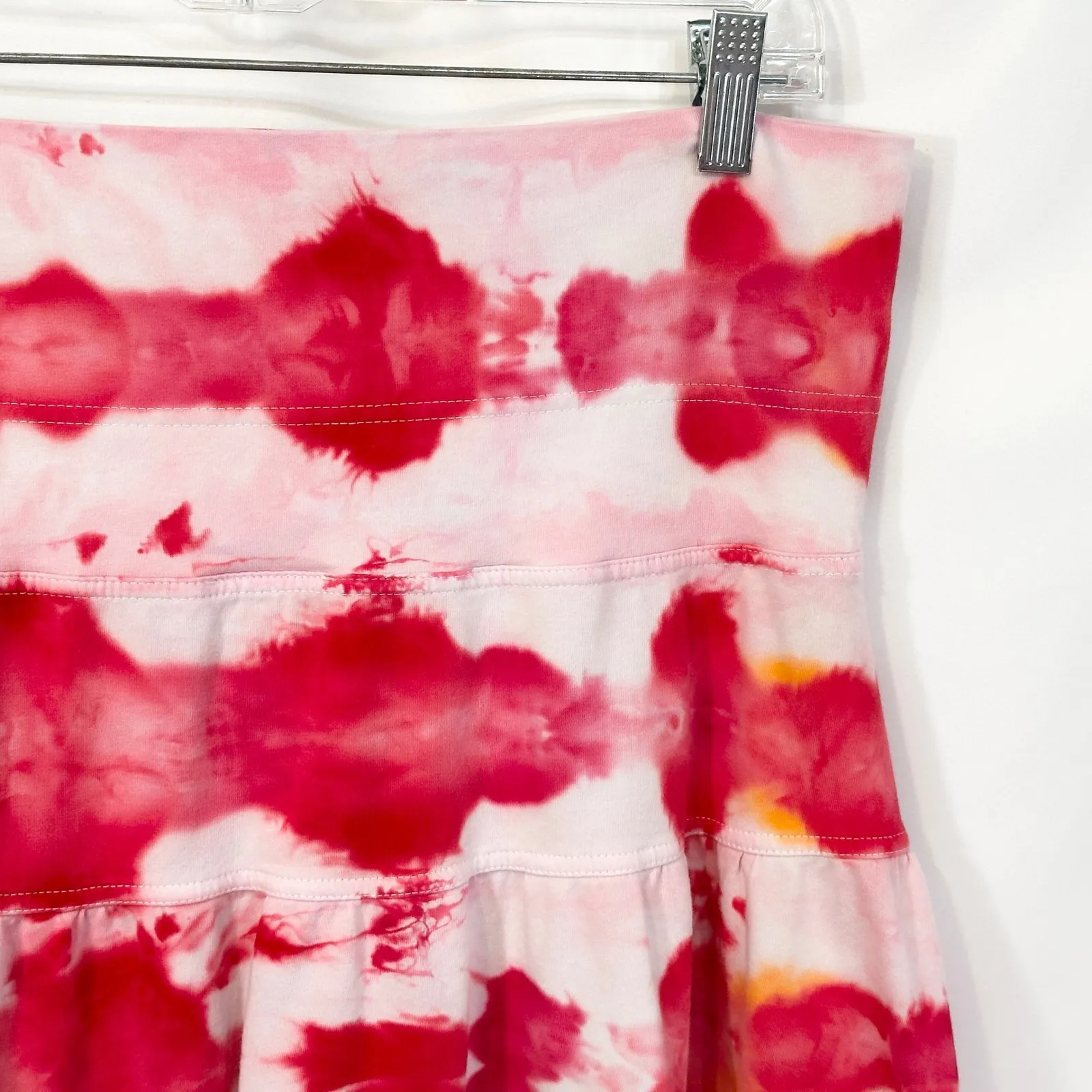 Ann Taylor LOFT Large Skirt Handmade Tie Dye Pink A Line Trumpet Preppy Boho 516 - Image 7