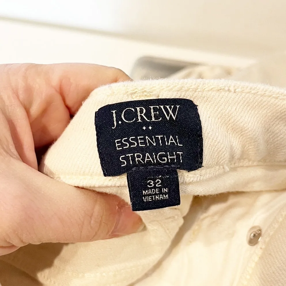 J. Crew High Rise Essential Straight Leg Jeans Ecru Cream 32 / 14 - Image 3