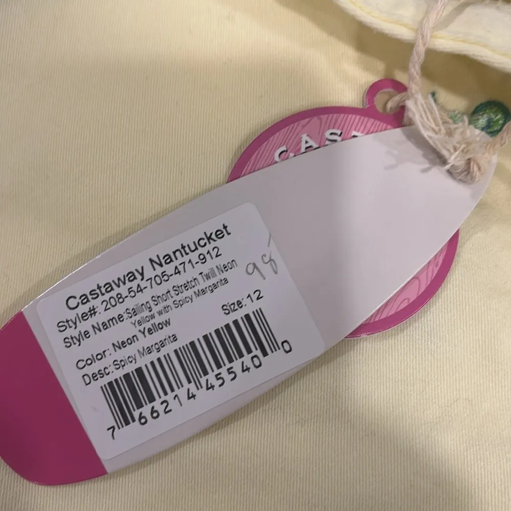 Castaway Nantucket yellow spicy margarita stretch twill cotton 4” shorts Size 12 - Image 9