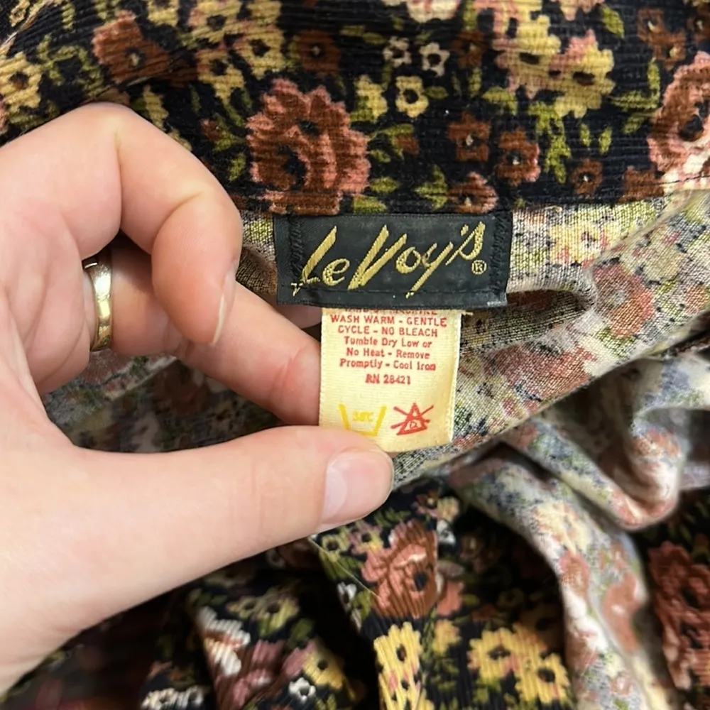 70s VINTAGE CORDUROY FLORAL BLAZER JACKET - Image 4