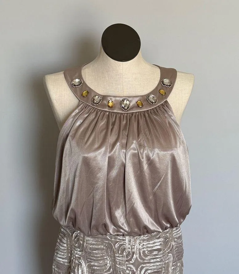 Jessica Howard dress champagne beige sleeveless evening Size 16 - Image 3