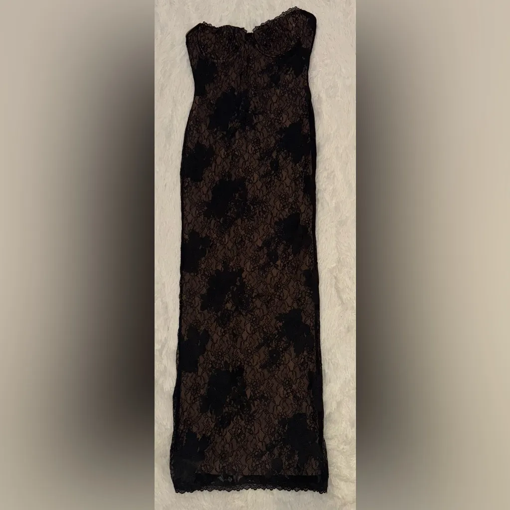 NEW House Of Cb Lucienne Strapless Stretch Lace Black Gown Sz XL - Image 4