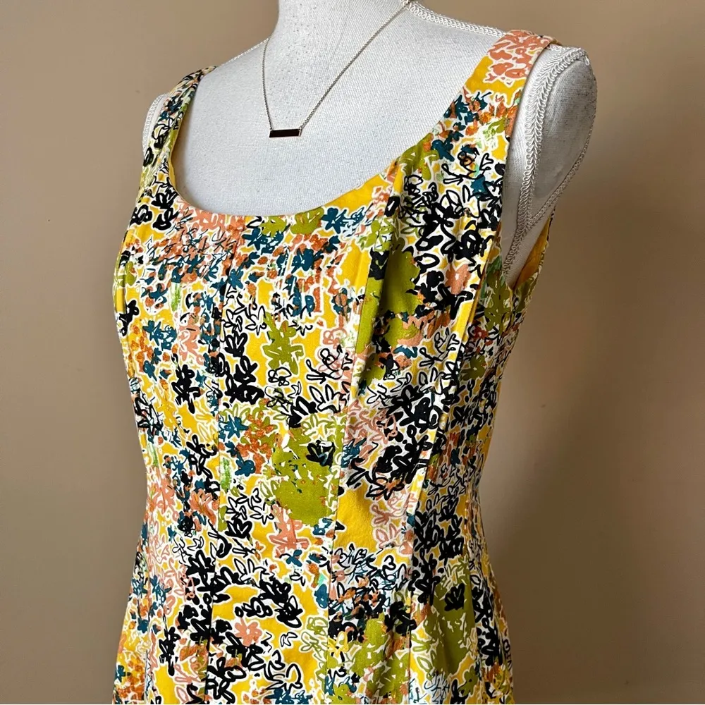 NINE WEST | Yellow Floral Fit & Flare Cocktail Dress Sz 6 - Image 3