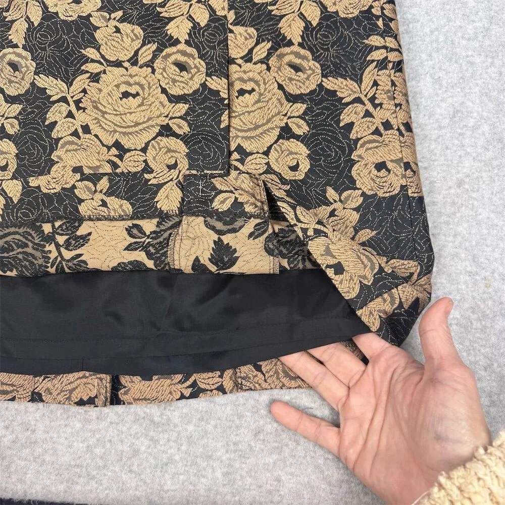 Ann Taylor Women's Floral Silk & Wool Pencil Skirt Black Knee Length Size 6 - Image 5