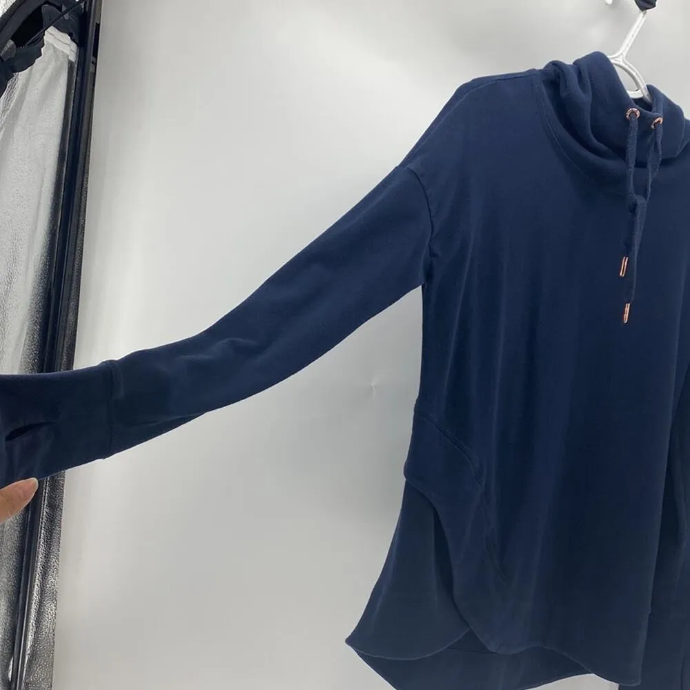 Sweaty Betty Navy Blue Escape Luxe Italian Fleece Hoodie Hoody longline cozy S - Image 6