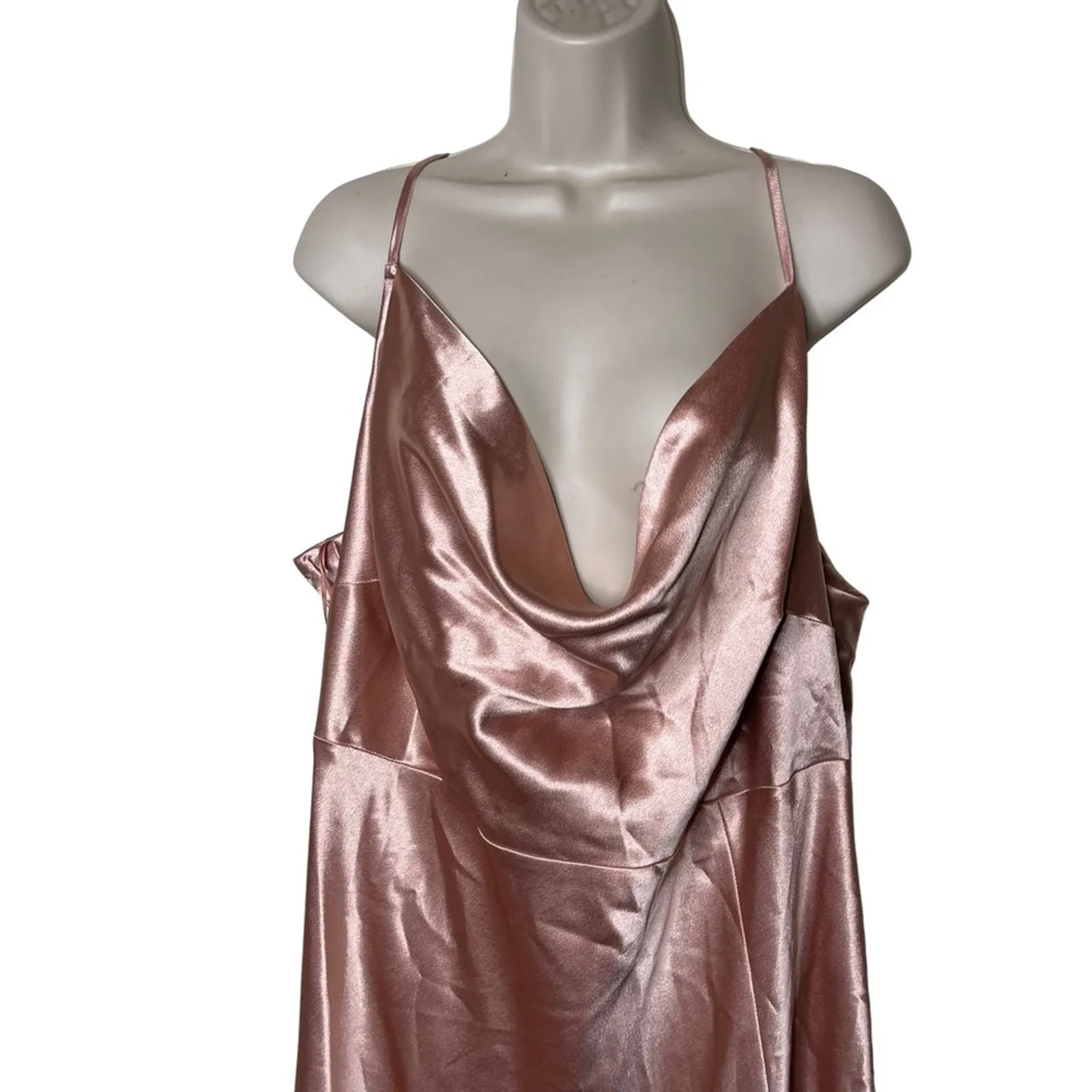 New Birdy Grey LISA LONG DRESS IN SHINY SATIN ROSE GOLD sz 2XL - Image 5