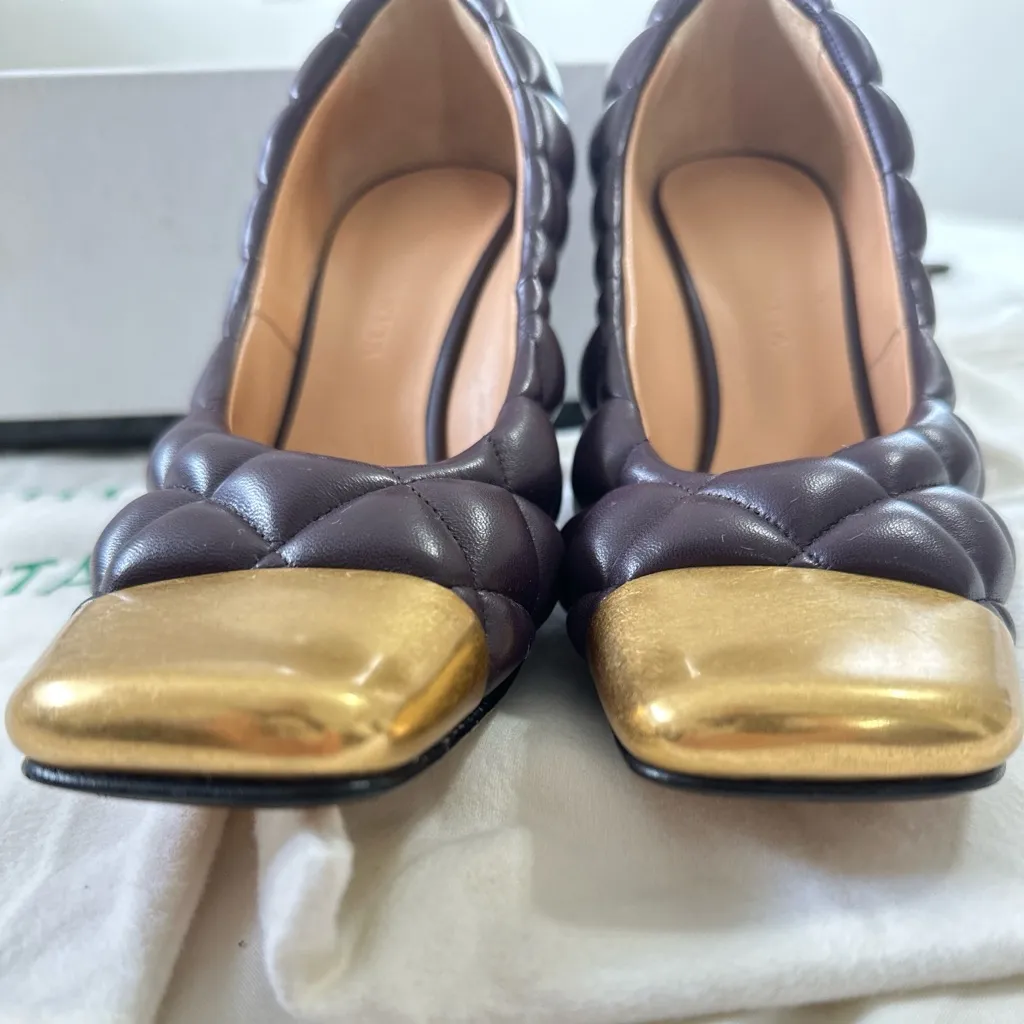 Bottega Veneta Plum Quilted Pattern Leather Pumps Heels Size 36 Shoes $1200 - Image 4