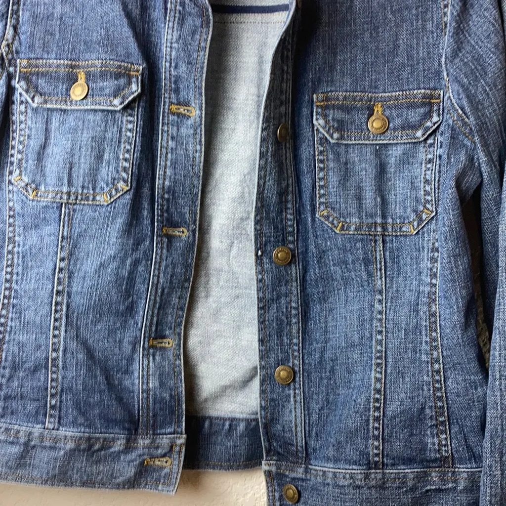 🌞Classic Liz Clairborne Dark Wash Button Down Denim Jacket A45 - Image 3
