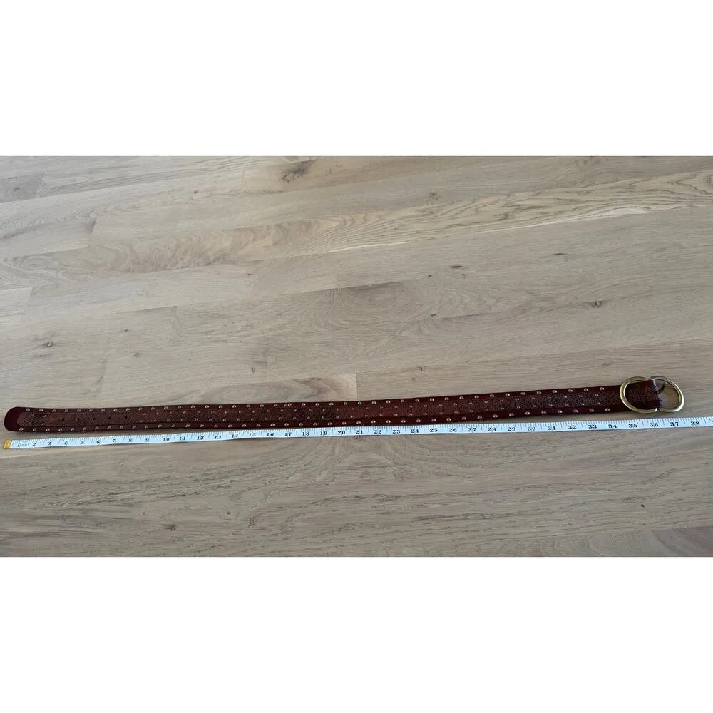 Fossil women's brown leather studded belt size small - Image 6