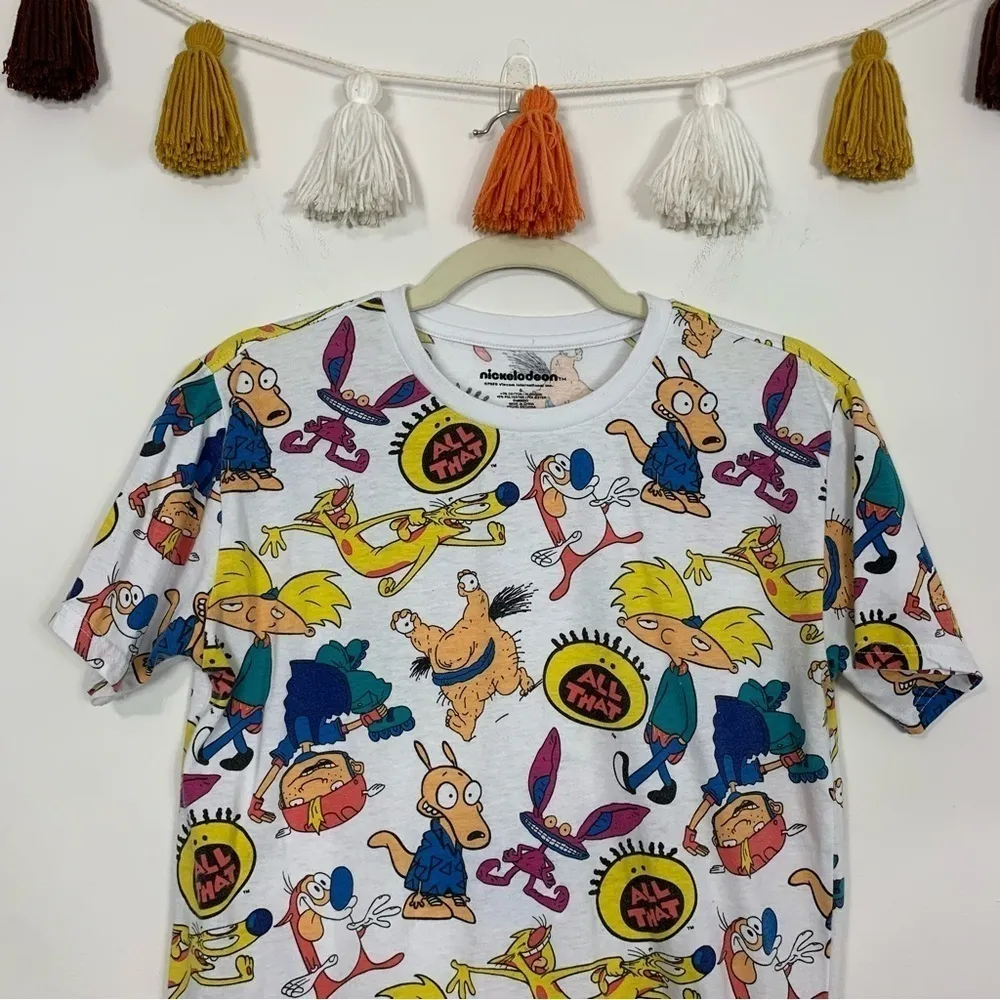 Nickelodeon 90s Cartoon Characters Graphic T-Shirt Size Small - Image 3