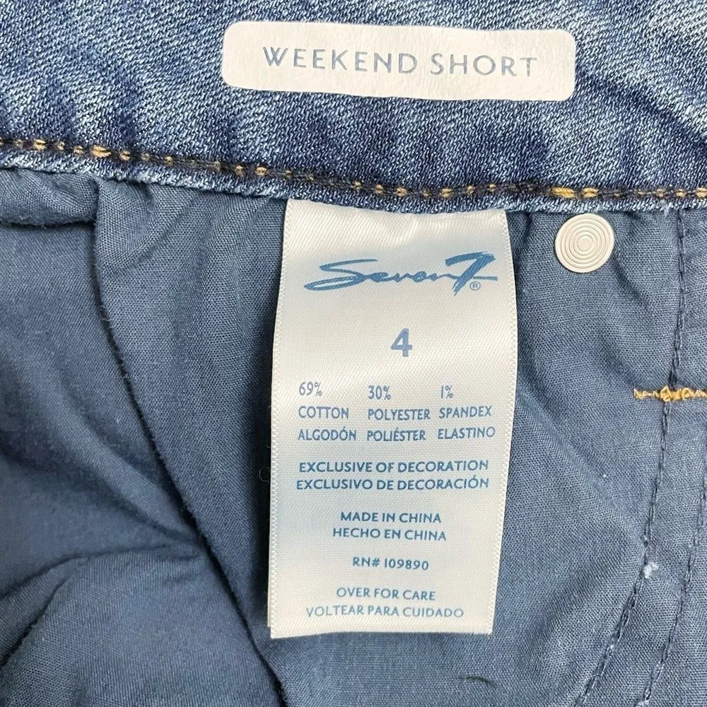 NWT Seven7 Weekend Shorts Raw Hem Mid Length Jean Short in Wild Fire Size 4 NEW - Image 8