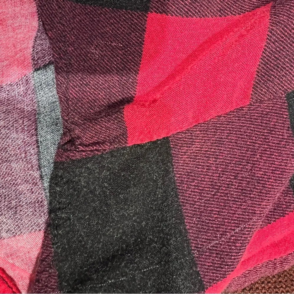 Cotton Express Women’s Red and Black Plaid Flannel Button Down Shirt - Image 4