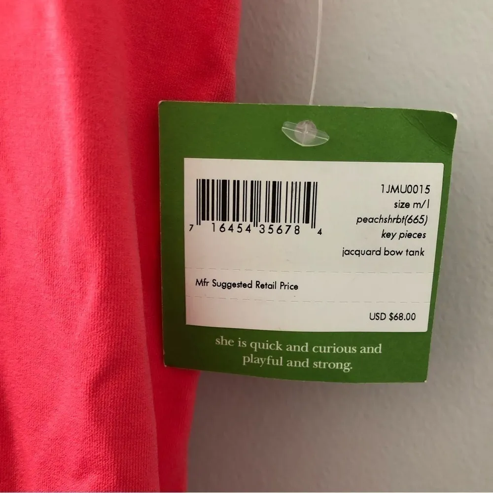 Kate Spade Jacquard Bow Tank Top in Peach Sherbet Pink NEW - Image 6