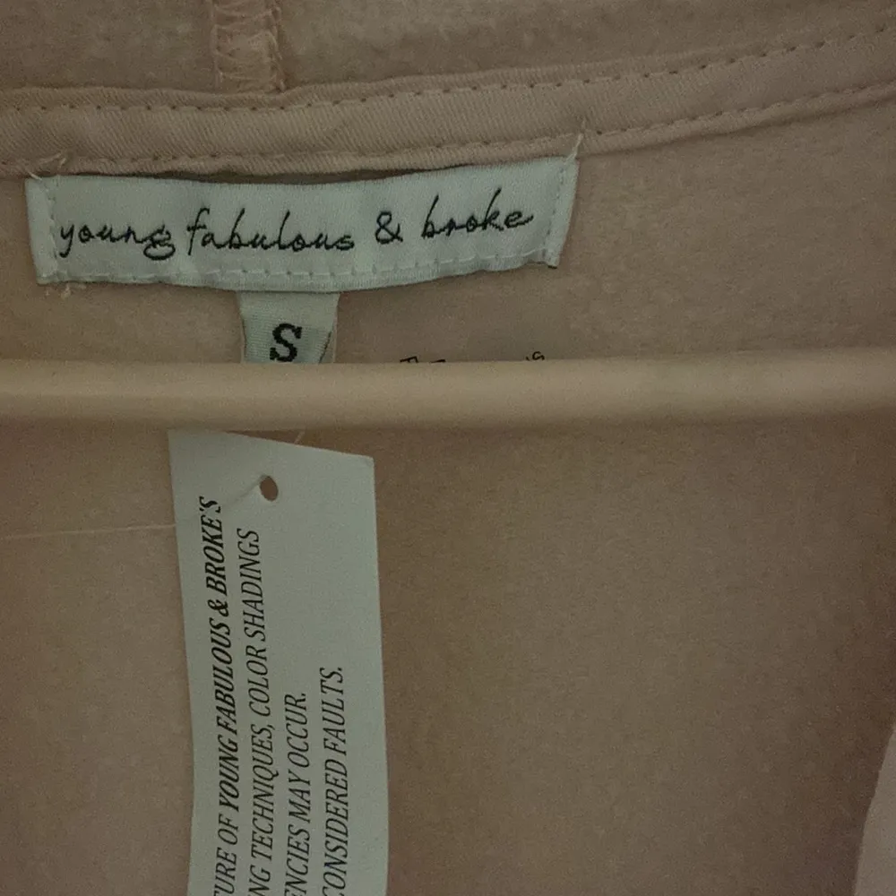 young fabulous & broke Blush Pink Open Front Hoodie Sweater Jacket - Image 4