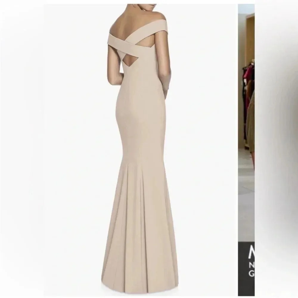 Dessy Collection Off The Shoulder Crossback Gown Size 4 - Image 2