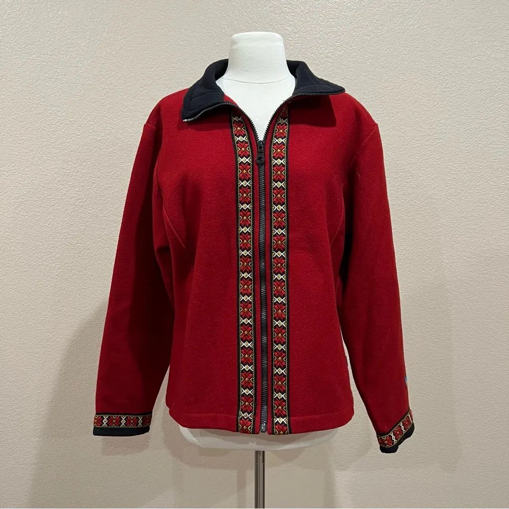 ALF Kuhl Red Began Nordic Wool Coat Size Large - Image 7