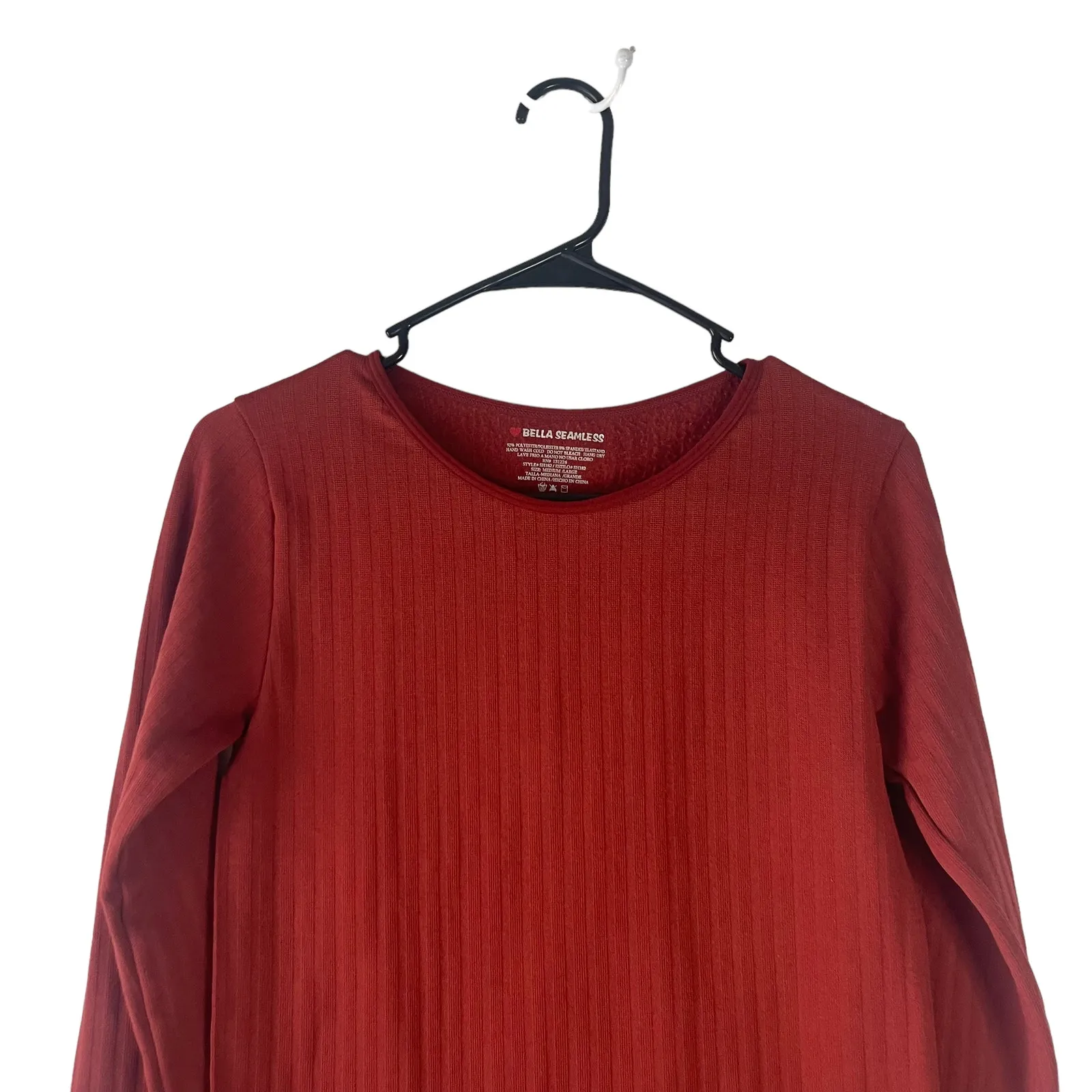 Bella Seamless Women's Size Medium Rust Orange Shapewear Long Sleeve Top - Image 2