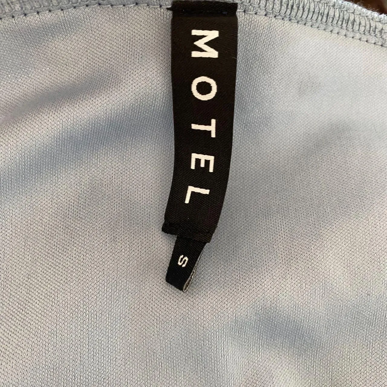 Motel Light Dark Blue Whimsygoth Crushed Velvet Floral Mini Mesh Dress S - Image 7